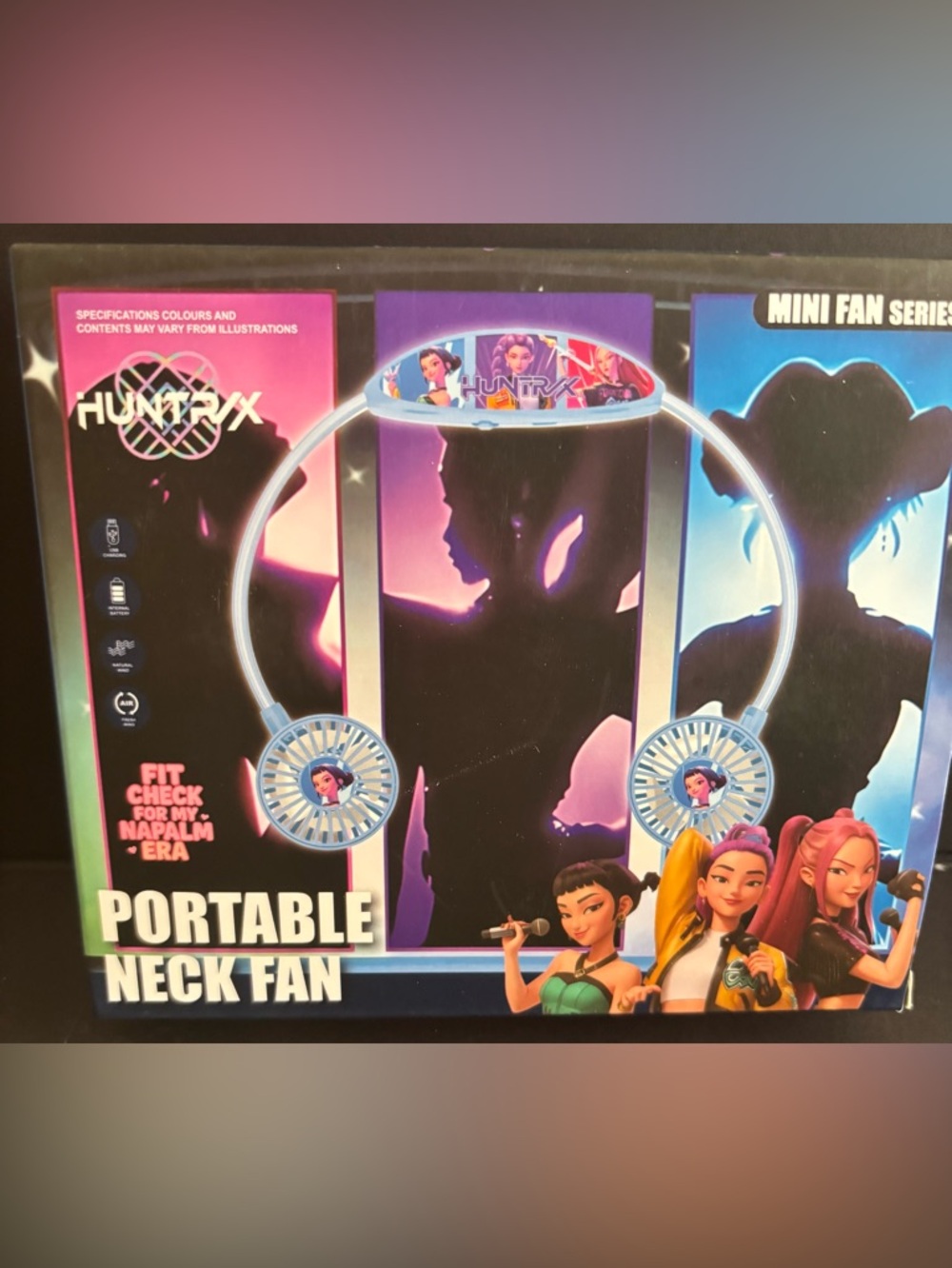Pink, blue, or purple  Portable Neck Fan for Kids